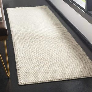 2'3" x 14' Feet Ivory Handmade Premium Wool Natural Runner Rug